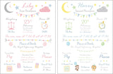 Personalised New Born Baby Birth Print Details Nursery Gift Picture (A2, A3, A4 Framed and Unframed Prints)