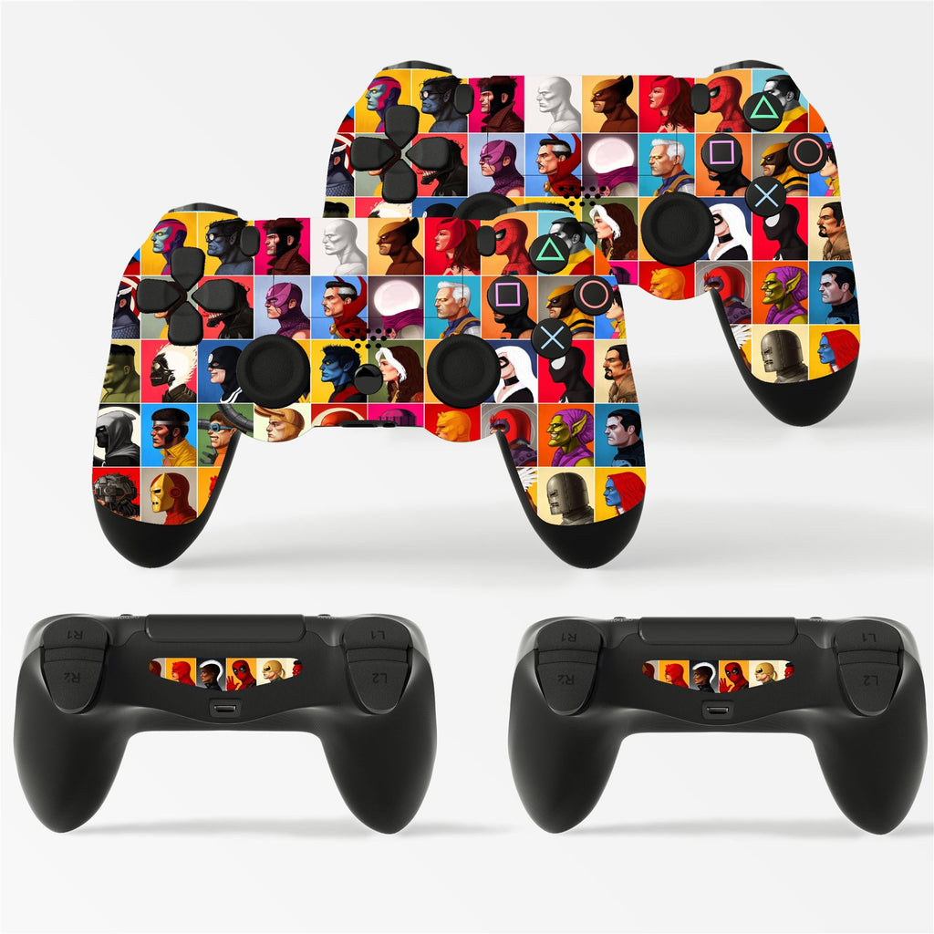 GNG 2 x Superhero Faces Full Skin Wrap for PlayStation 4 PS4 Controller Vinyl Sticker