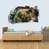 Vinyl Wall Smashed 3D Art Stickers of Illustrated Hulk Poster Bedroom Boys Girls