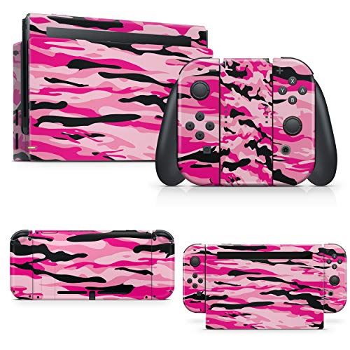 giZmoZ n gadgetZ PINK CAMO Skin Decal vinyl Sticker Compatible with Nintendo Switch Console + 1 Controller Skins Set
