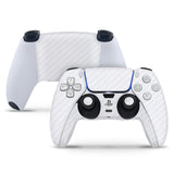 2 x Carbon White Playstation 5 PS5 Controller Skins Full Wrap Vinyl Sticker