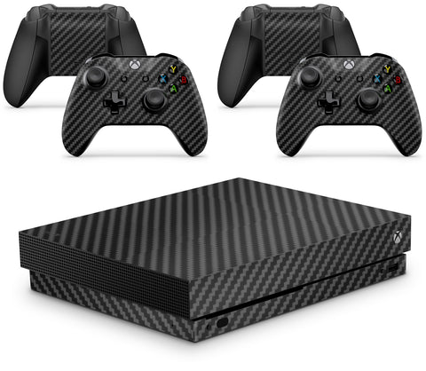 GNG Carbon Black Skin Decal Sticker Compatible with Xbox One S Console + 2 Controller Skins