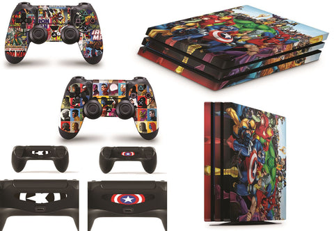 giZmoZ n gadgetZ Superhero Skins for PS4 Playstation 4 PRO Console Decal Vinal Sticker + 2 Controller Set