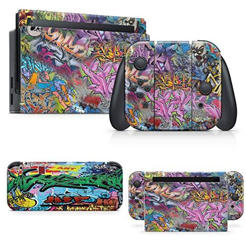 giZmoZ n gadgetZ GRAFFITI Skin Decal vinyl Sticker Compatible with Nintendo Switch Console + 1 Controller Skins Set