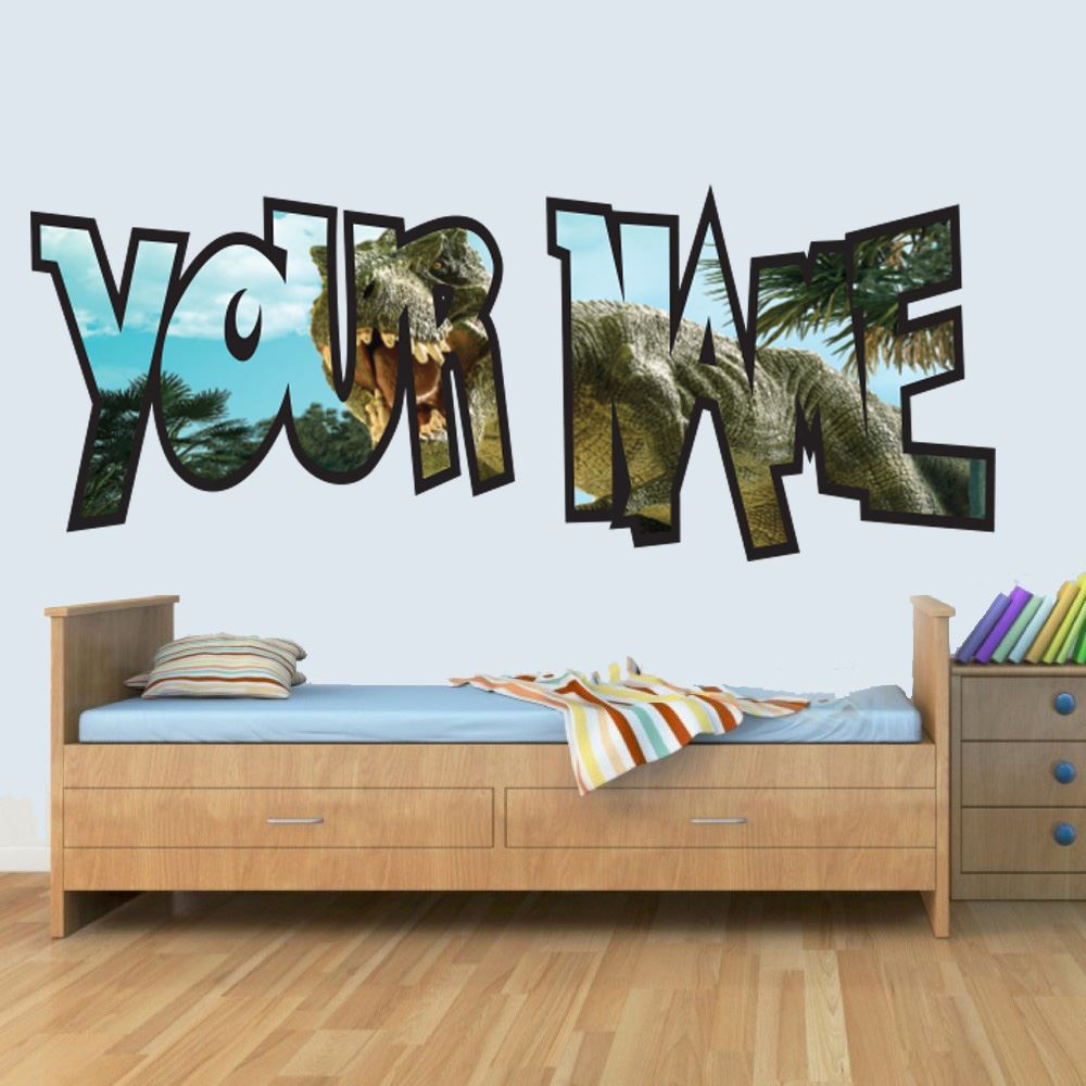 XL Customisable Dinosaur Childrens Name Wall Art Decal Vinyl Stickers for Boys/Girls Bedroom
