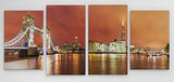 4 Panel 131x 60cm Panoramic Canvas Wall Art Painting of London Skyline City Scape Large for your Living Room Canvas Prints - Pictures