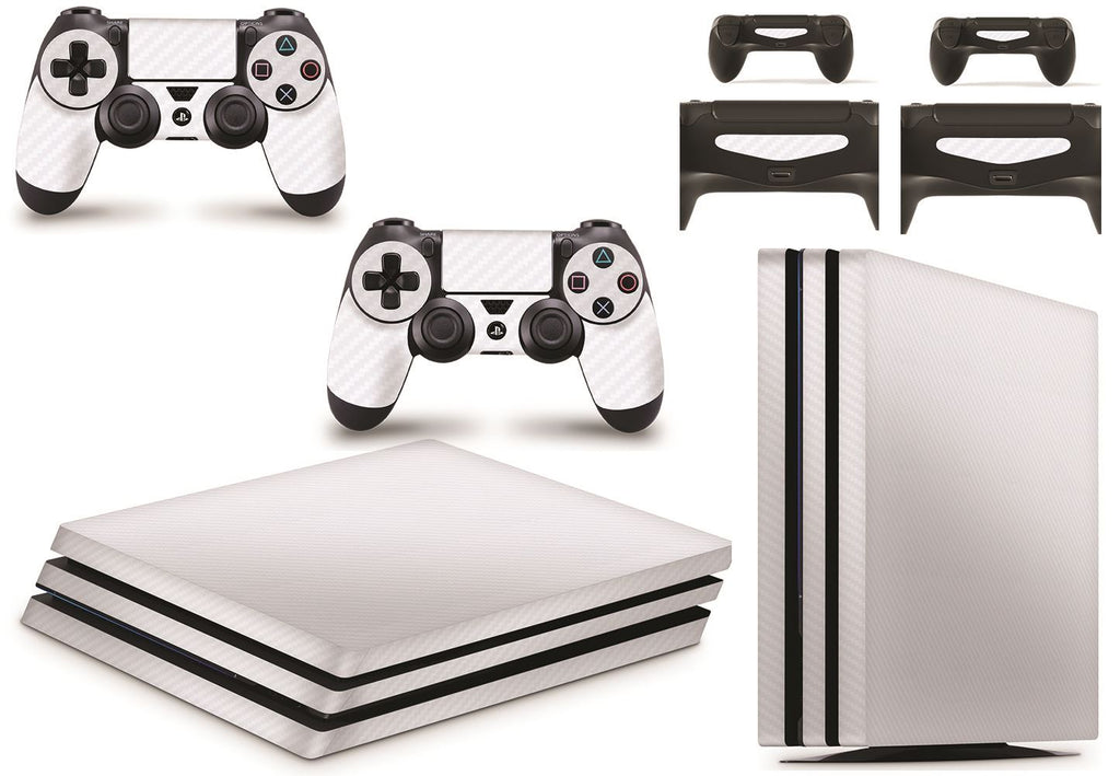 giZmoZ n gadgetZ PS4 PRO Console Skin Vinyl Cover Decal Sticker Carbon White + 2 Controller Skins Set