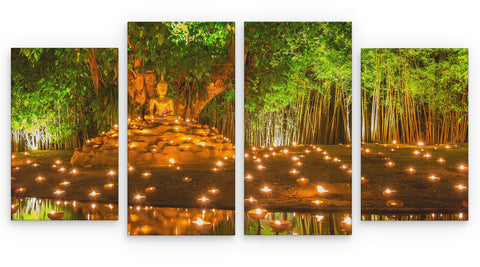 4 Panel 131x 60cm Canvas Wall Art of Tranquil BUDDHA Large for your Living Room Canvas Prints - Pictures