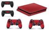 giZmoZ n gadgetZ PS4 SLIM Console Carbon Red Colour Skin Decal Vinal Sticker + 2 Controller Skins Set