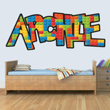 Customisable Building Blocks Childrens Name Wall Art Decal Vinyl Stickers for Boys Girls Bedroom