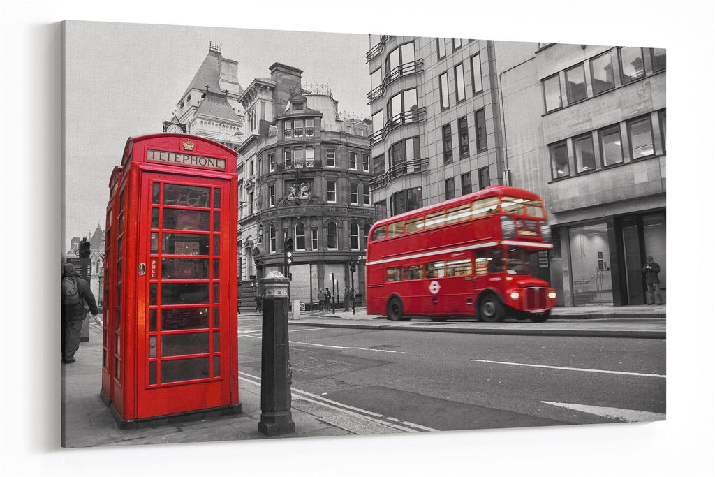 A2 45x60 Canvas Black White Red Wall Art for your Living Room Prints - Pictures