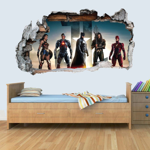 GNG DC Characters Vinyl Smashed Wall Art Decal Stickers Bedroom Boys Girls 3D L