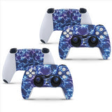 2 x Electric Blue Storm Playstation 5 PS5 Controller Skins Full Wrap Sticker