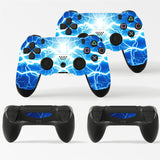 GNG 2 x Electric Blue Storm PlayStation 4 PS4 Controller Skins Full Wrap Vinyl Sticker