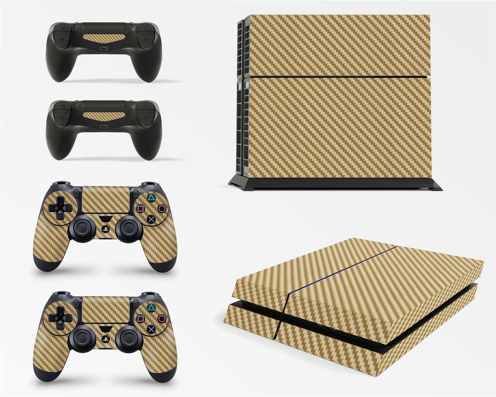 giZmoZ n gadgetZ PS4 Console Carbon Gold Colour Skin Decal Vinal Sticker + 2 Controller Skins Set