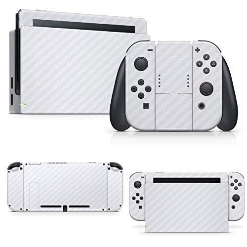 giZmoZ n gadgetZ Carbon White Colour Skin Decal vinyl Sticker Compatible with Nintendo Switch Console + 1 Controller Skins Set