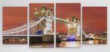 4 Panel 131x 60cm Canvas Wall Art of London Bridge Large for your Living Room Canvas Prints - Pictures