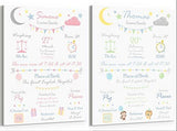 A0 A1 A2 A3 Personalised New Born Baby Birth Print Canvas - Baby NurseryBirth Details Gift Picture Present