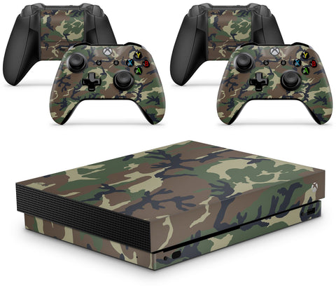 GNG Camoflauge Skin Decal Sticker Compatible with Xbox One X Console + 2 Controller Skins