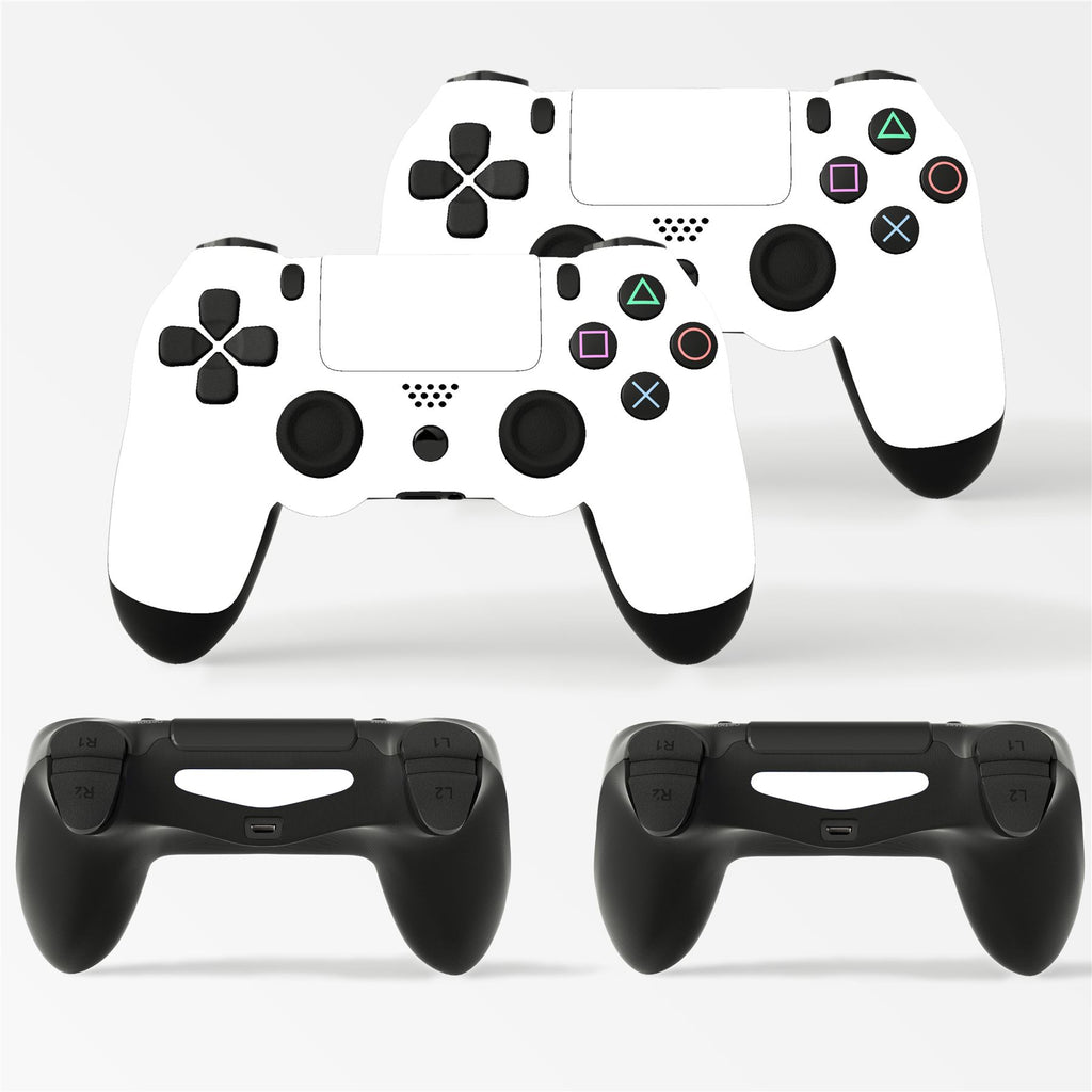 GNG 2 x White PlayStation 4 PS4 Controller Skins Full Wrap Vinyl Sticker