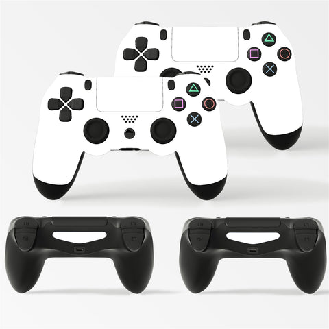GNG 2 x White PlayStation 4 PS4 Controller Skins Full Wrap Vinyl Sticker