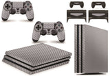 giZmoZ n gadgetZ PS4 PRO Console Skin Vinyl Cover Decal Sticker Carbon Silver+ 2 Controller Skins Set