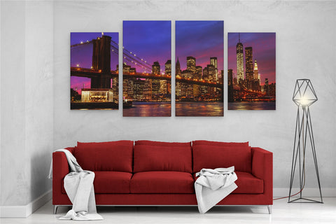 4 Panel 131x 60cm Canvas Wall Art of New York Large for your Living Room Canvas Prints - Pictures
