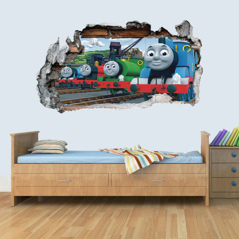 GNG Train Friends 3D Smashed Wall Art Decal Vinyl Sticker Boys Girls Bedroom S