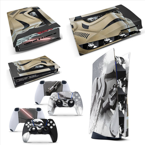 PS5 Disk Console StormTrooper Skin Decal Mahogany Vinal Sticker + 2 Controller Skins Set