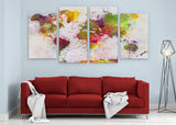 4 Panel 131x 60cm Canvas Wall Art of World Map Large for your Living Room Canvas Prints - Pictures