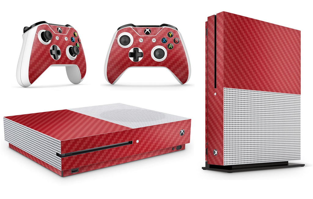 giZmoZ n gadgetZ Xbox One S Carbon Red Console Skin Decal Sticker + 2 Controller Skins