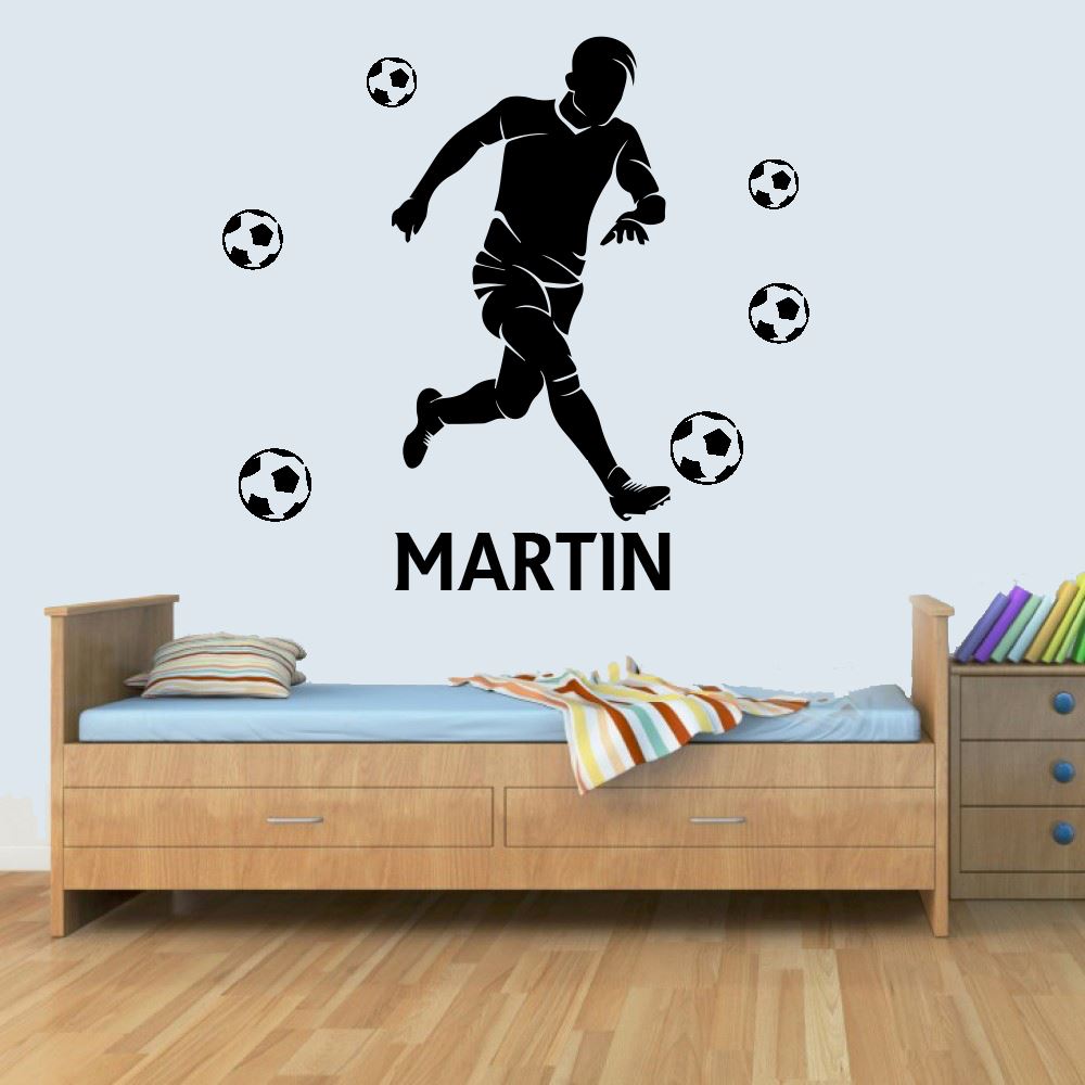 Customisable Personalised Footballer Childrens Name Wall Art Decal Vinyl Stickers for Boys/Girls Bedroom