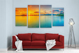 4 Panel 131x 60cm Canvas Wall Art of Beach Sunset  Large for your Living Room Prints - Pictures